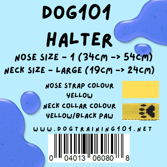 Dogtraining101 Retail Dog Super Store Large 19cm to 24cm Nose Yellow - Neck Yellow/Black Paw - Size 1 Dog101 Halter