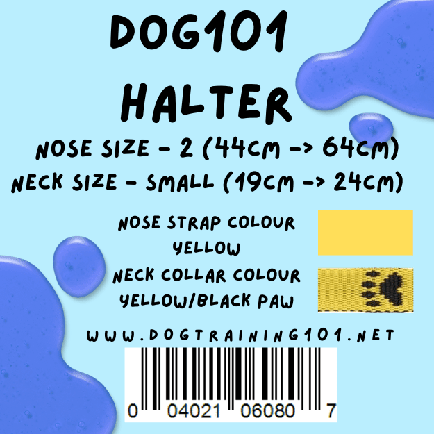 Dogtraining101 Retail Dog Super Store Small 19cm to 24cm Nose Yellow - Neck Yellow/Black Paw - Size 2 Dog101 Halter