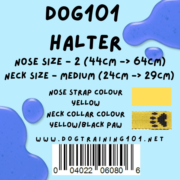 Dogtraining101 Retail Dog Super Store Medium 24cm to 29cm Nose Yellow - Neck Yellow/Black Paw - Size 2 Dog101 Halter