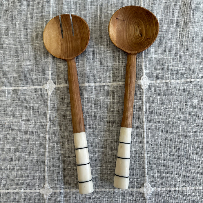 Olive Wood & Bone Salad Servers
