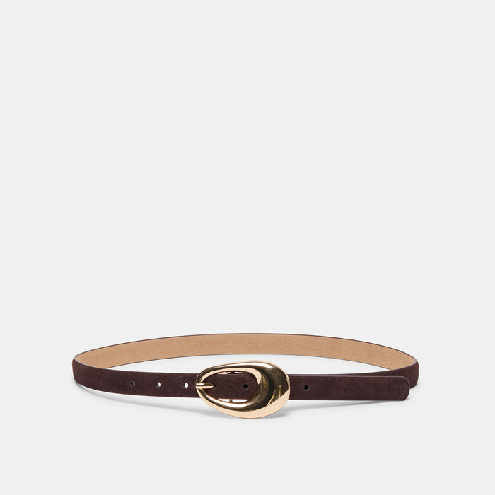 Organic Oval Mahogany Gold Buckle Belt | Dolce Vita