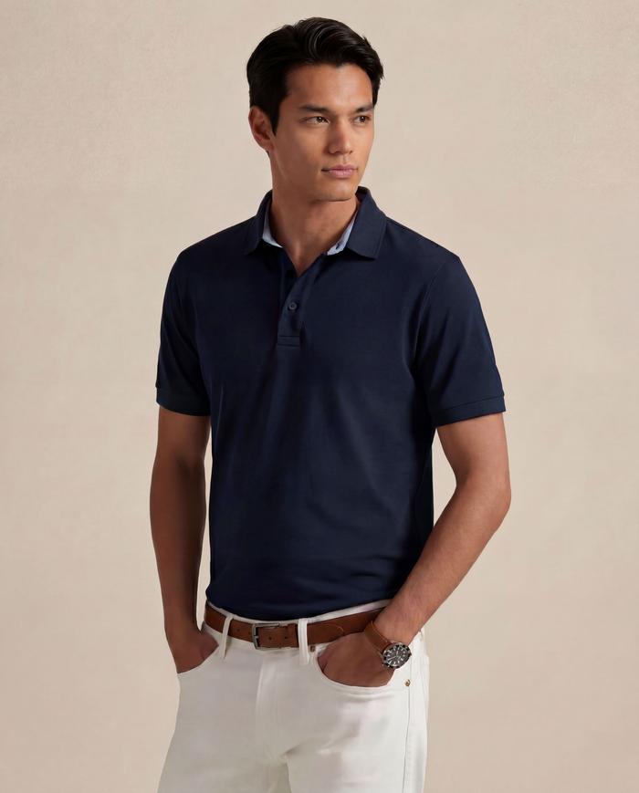 Navy Piqué Cotton / Made to Measure / Standard