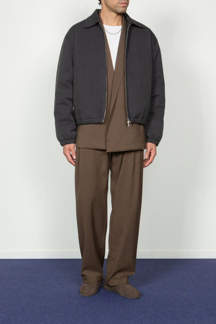 Padded Zip Front Blouson - Charcoal