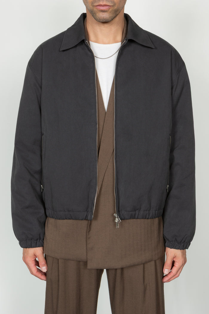 Padded Zip Front Blouson - Charcoal