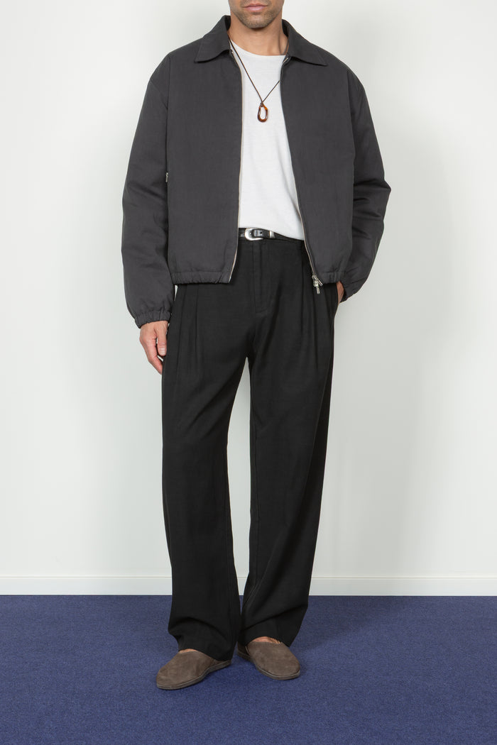 Padded Zip Front Blouson - Charcoal