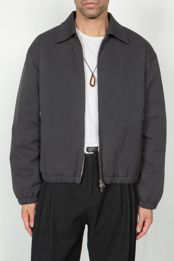 Padded Zip Front Blouson - Charcoal