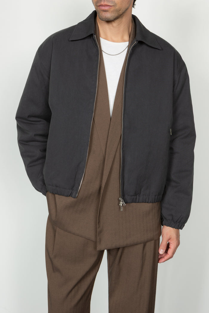 Padded Zip Front Blouson - Charcoal