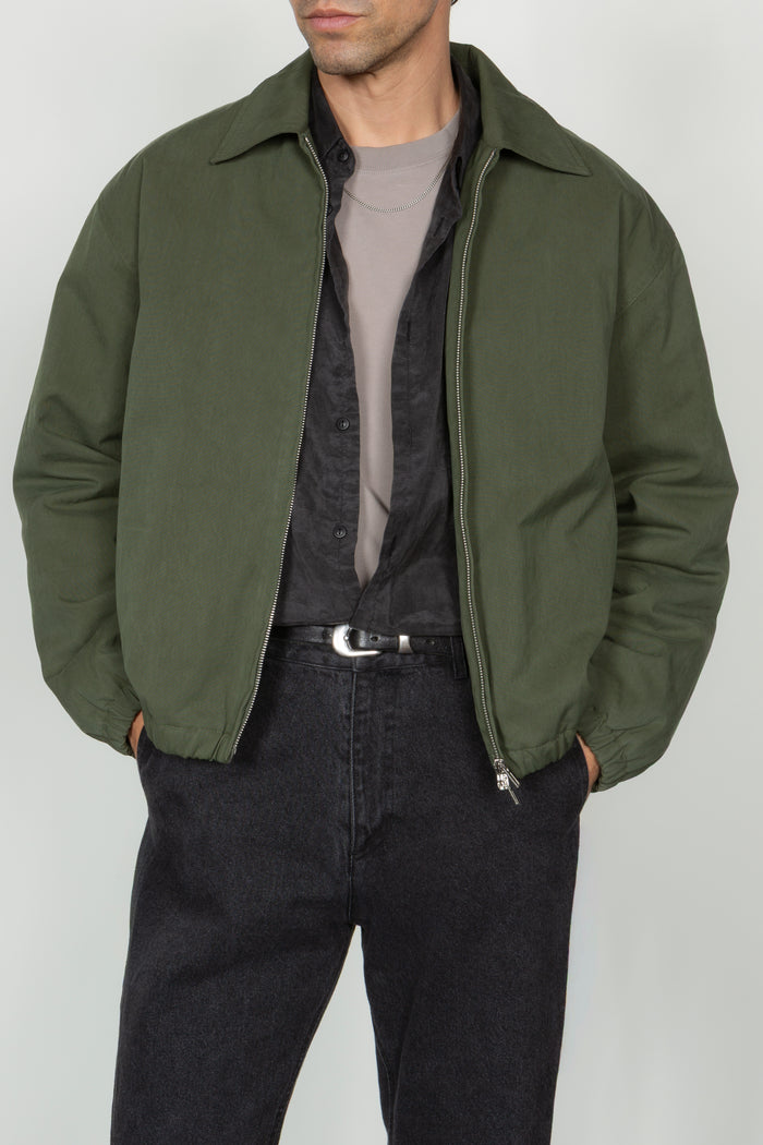 Padded Zip Front Blouson - Green
