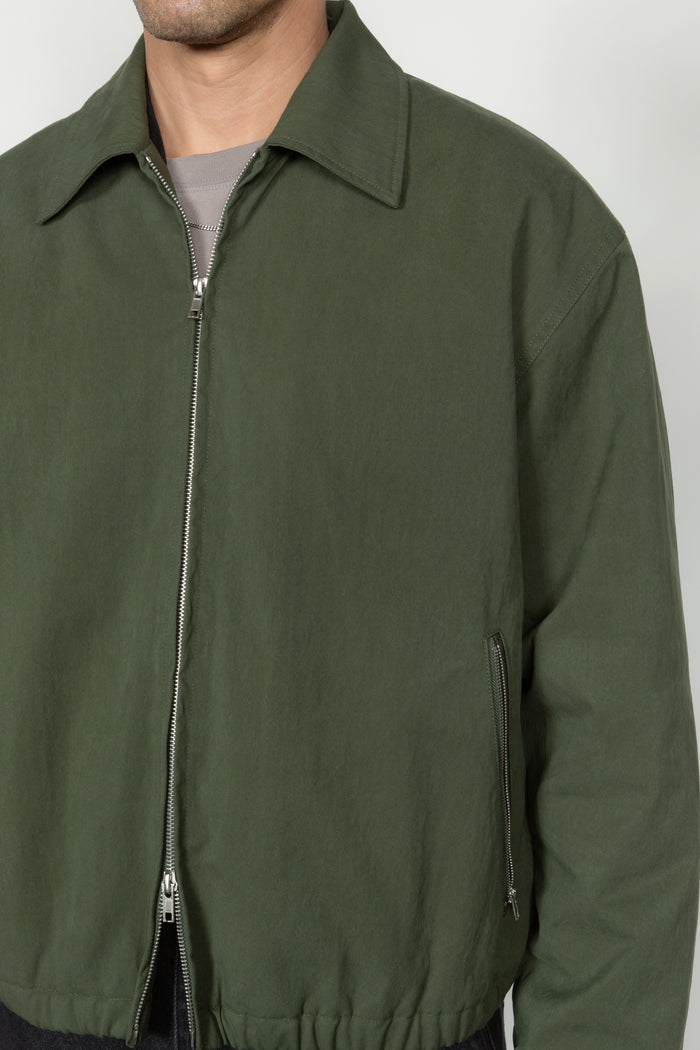 Padded Zip Front Blouson - Green