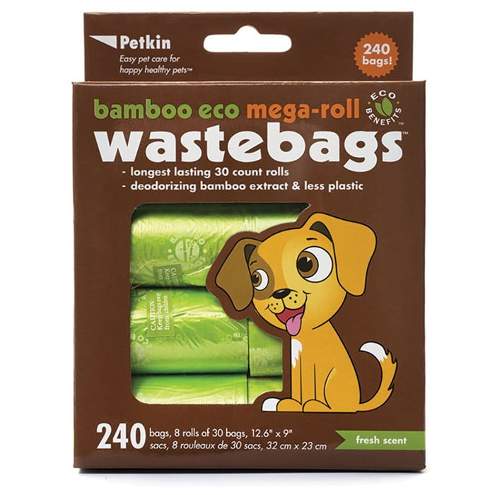 Dogtraining101 Retail Super Store Petkin bamboo eco mega-roll waste bags (240bags)