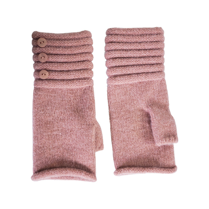 Pink Fingerless gloves with buttons