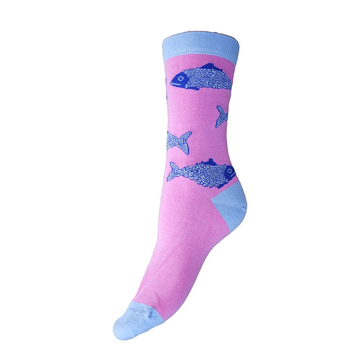 Pink Fish Bamboo socks
