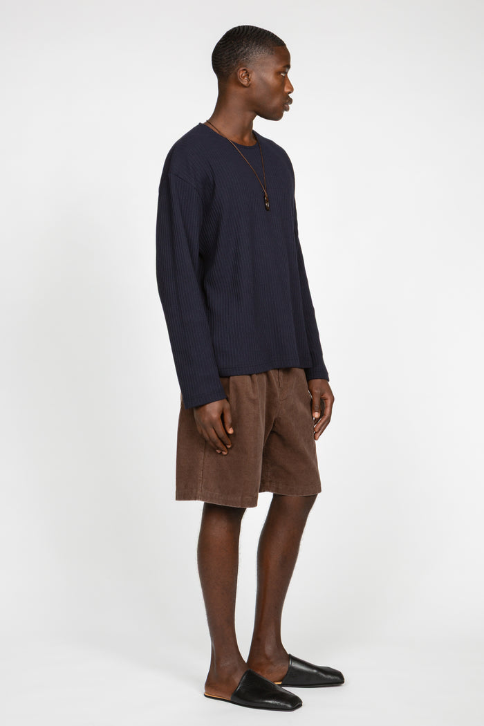 Pleated 5 Pocket Short - Chocolate Enzyme Washed Corduroy
