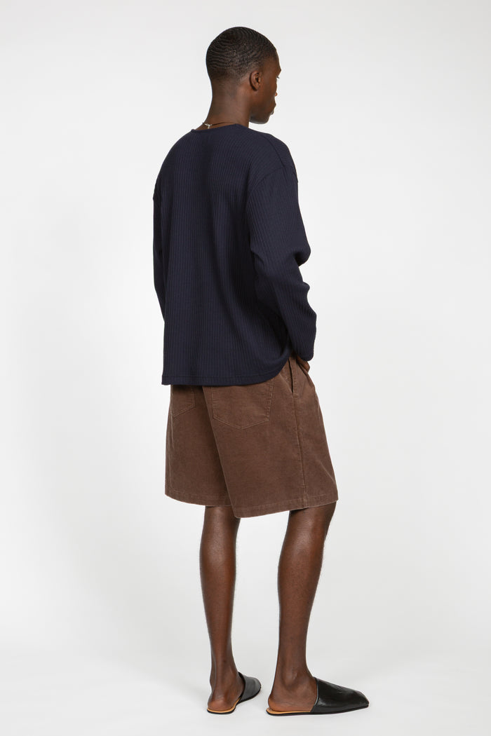 Pleated 5 Pocket Short - Chocolate Enzyme Washed Corduroy