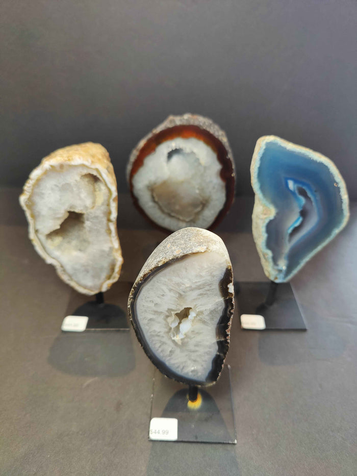 Polished Agate Geode on Metal Stand - Smokin Resin Company