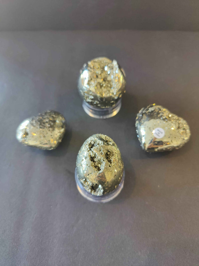 Polished Pyrite Spheres, Eggs, & Hearts - Smokin Resin Company