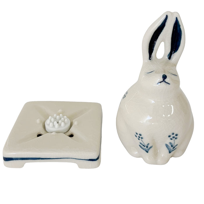 PORCELAIN INCENSE BURNER - Rabbit (White Finish)