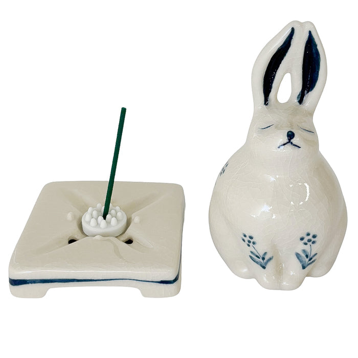 PORCELAIN INCENSE BURNER - Rabbit (White Finish)