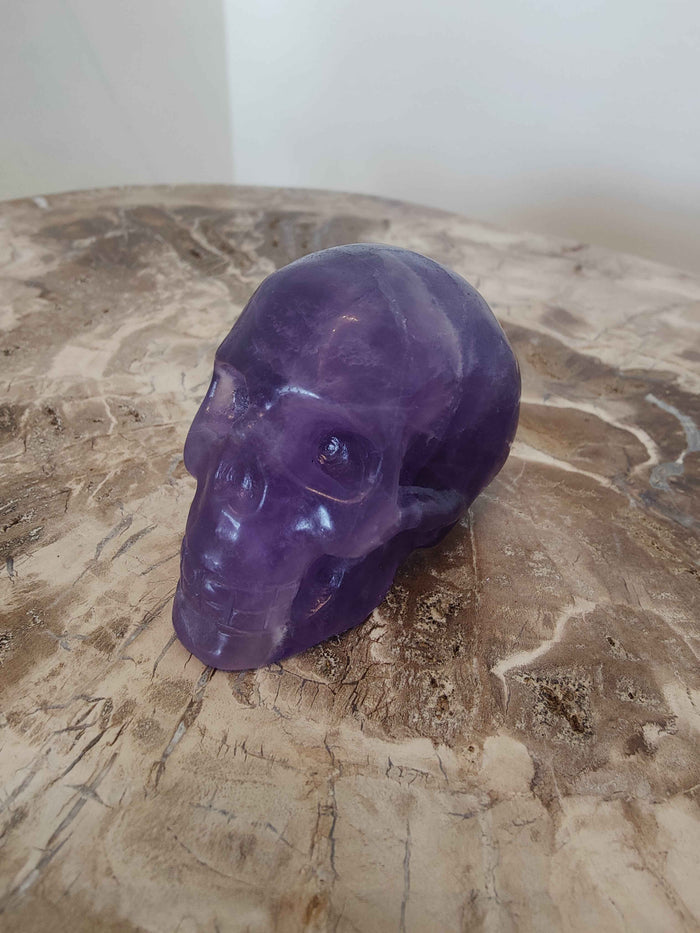 Purple Fluorite Skull Sculpture - Smokin Resin Company
