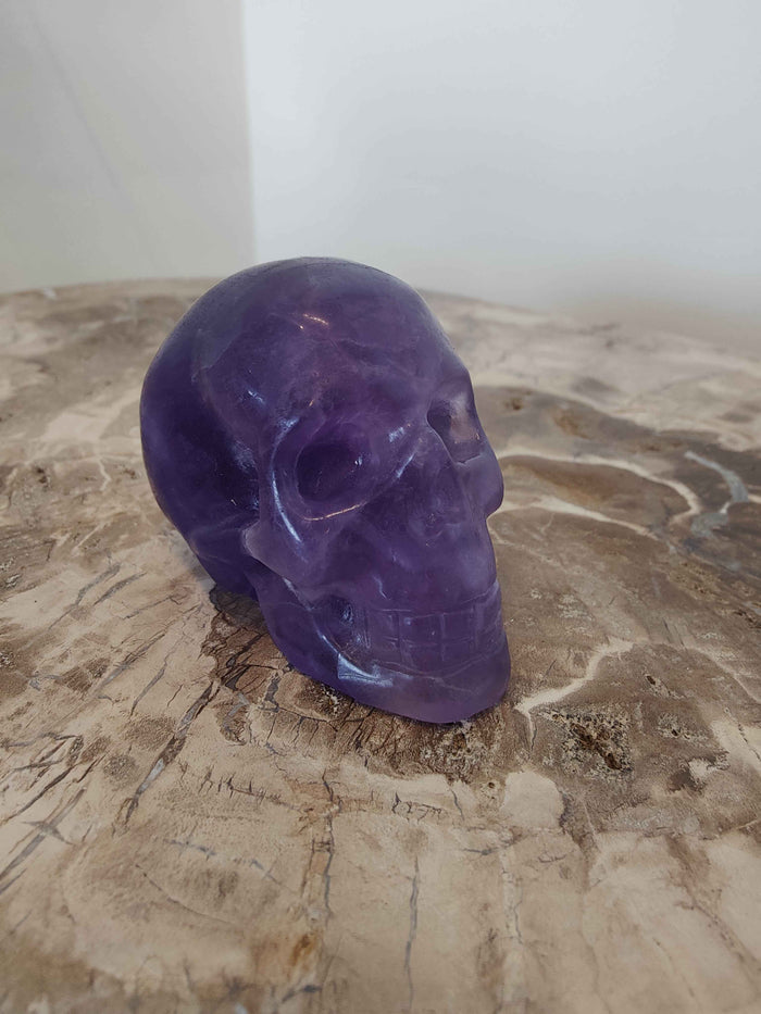 Purple Fluorite Skull Sculpture - Smokin Resin Company