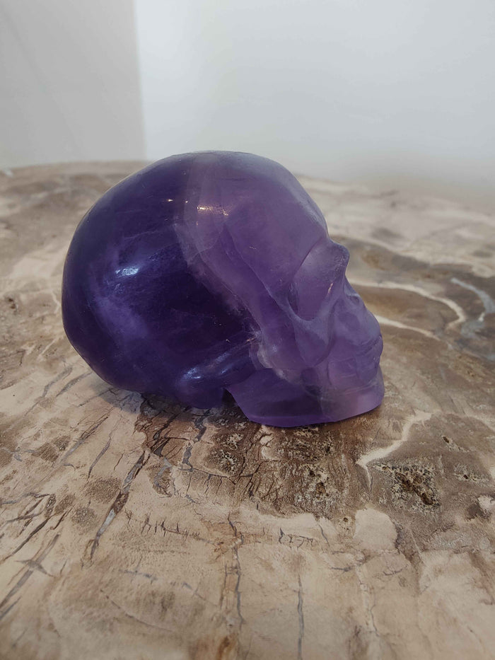 Purple Fluorite Skull Sculpture - Smokin Resin Company