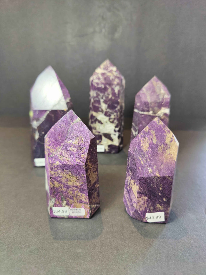 Purpurite Polished Obelisk Tower Sculpture - Smokin Resin Company