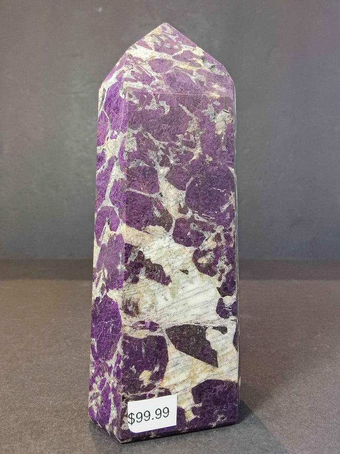 Purpurite Polished Obelisk Tower Sculpture - Smokin Resin Company