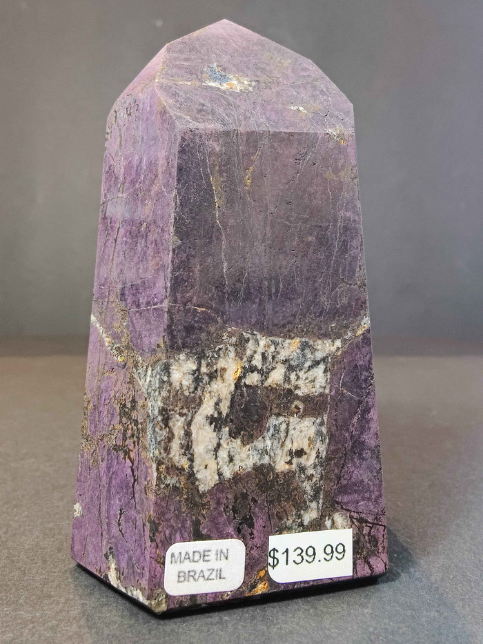 Purpurite Polished Obelisk Tower Sculpture - Smokin Resin Company