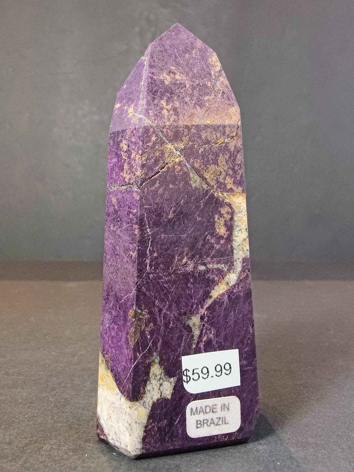 Purpurite Polished Obelisk Tower Sculpture - Smokin Resin Company