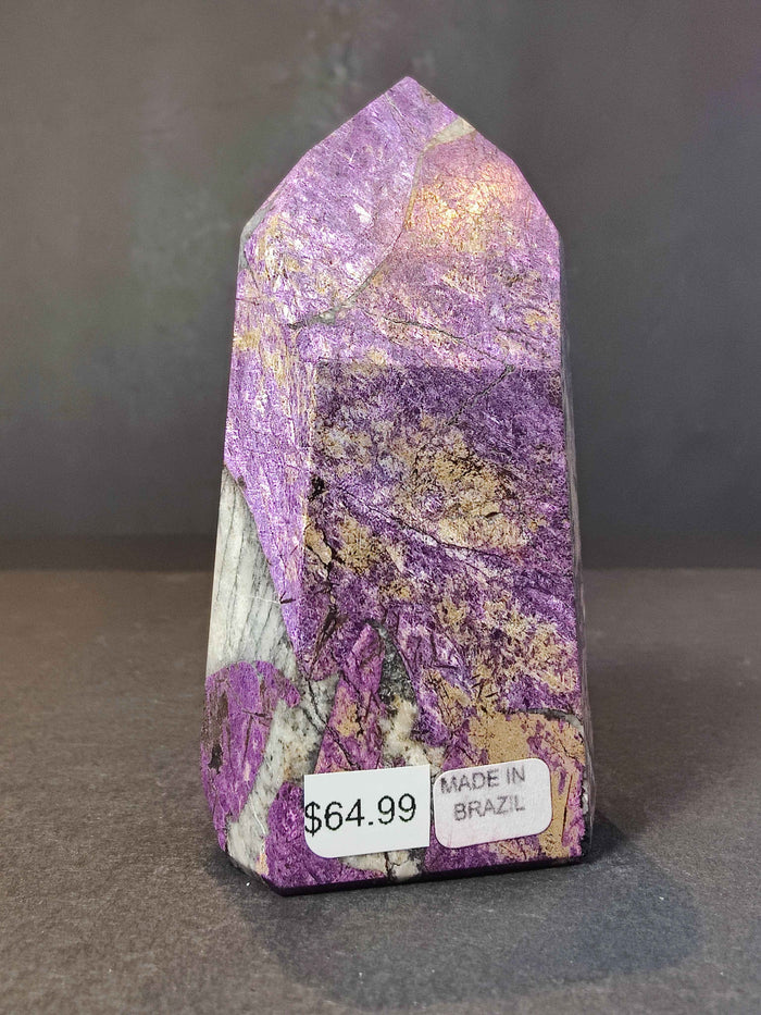 Purpurite Polished Obelisk Tower Sculpture - Smokin Resin Company