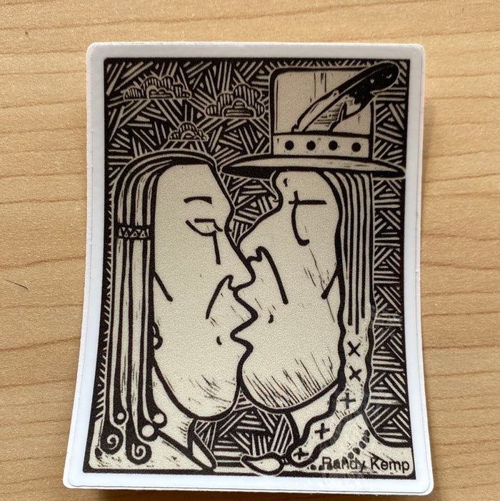Randy Kemp 'who's kissing who?' sticker