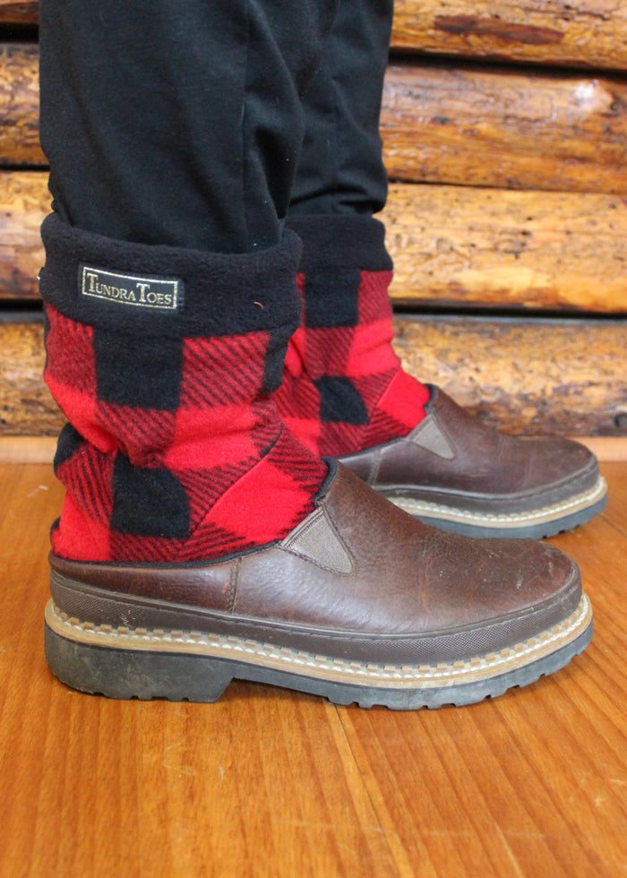 Red & Black Buffalo Plaid Men's Slipper Socks