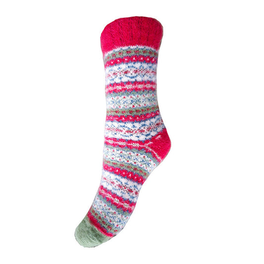 Red, green and white Fairisle Cosy socks