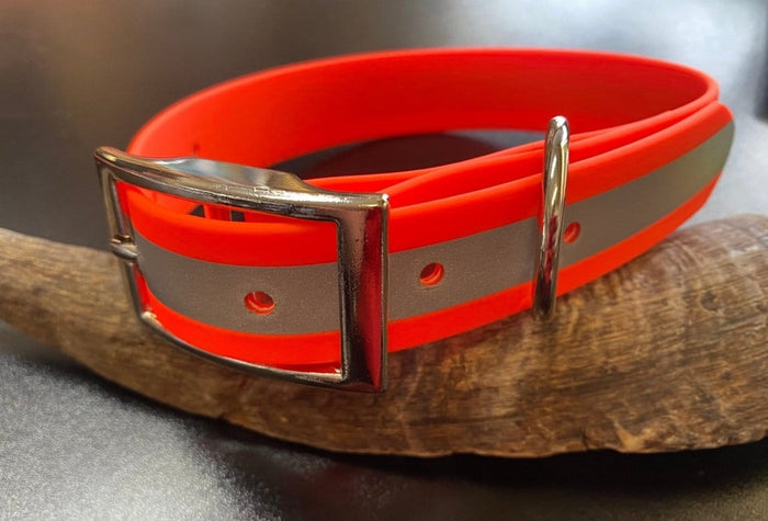 Dogtraining101 Medium / Black Reflective Orange Biothane Collar
