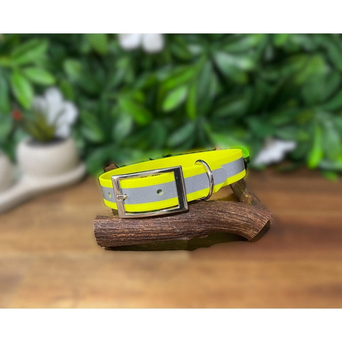 Dogtraining101 Extra Large / Silver Reflective Yellow Biothane Collar