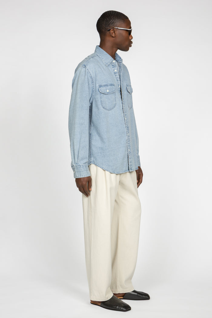 Relaxed Two Pocket Denim Shirt - Light Blue Denim