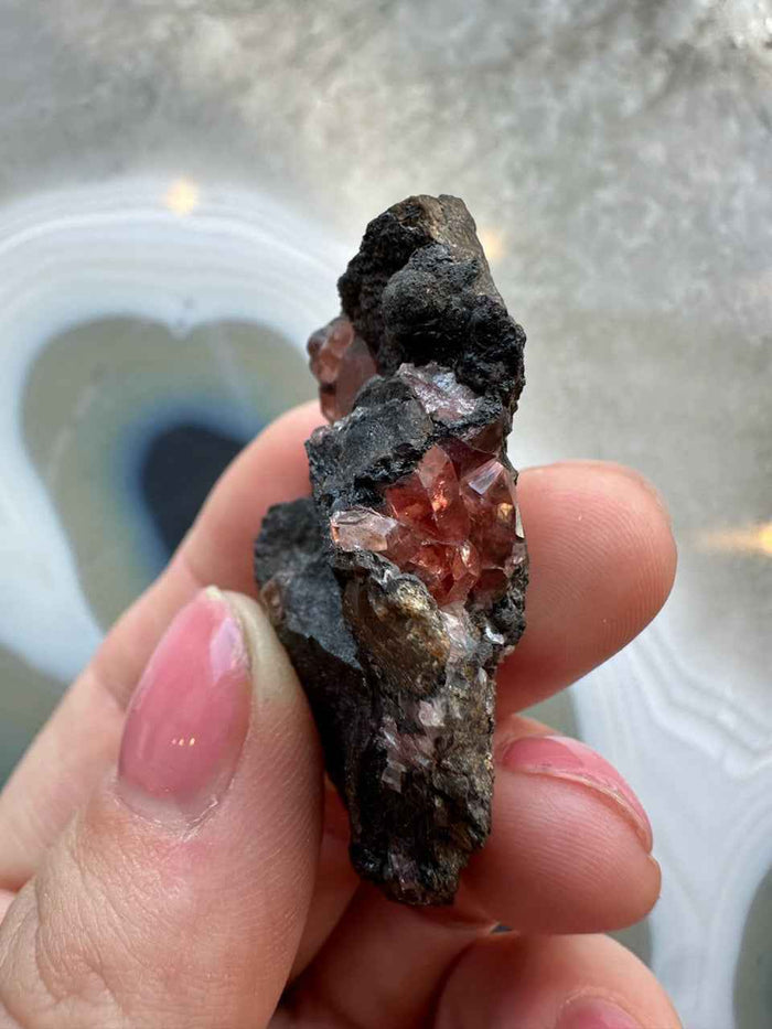 Rhodochrosite Gems on Matrix from Brazil