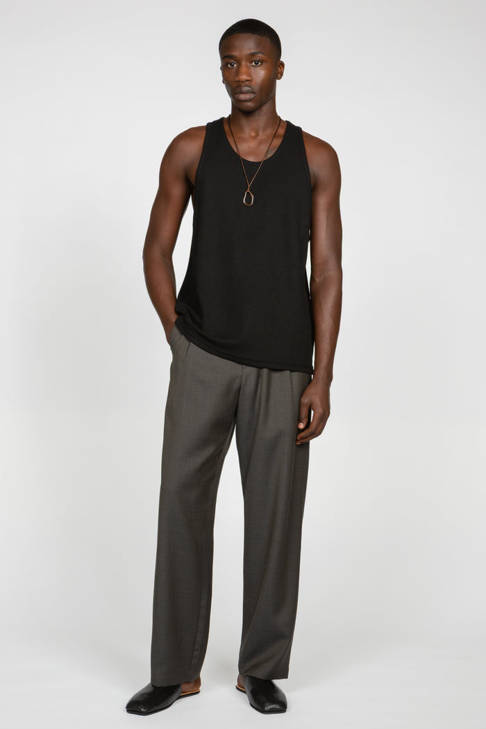 Rib Knit Tank Top - Black