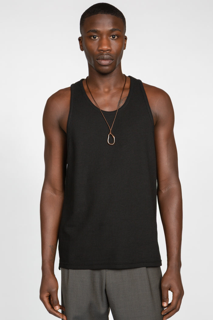 Rib Knit Tank Top - Black