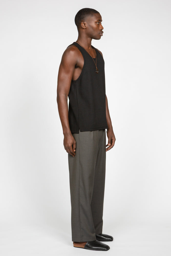 Rib Knit Tank Top - Black