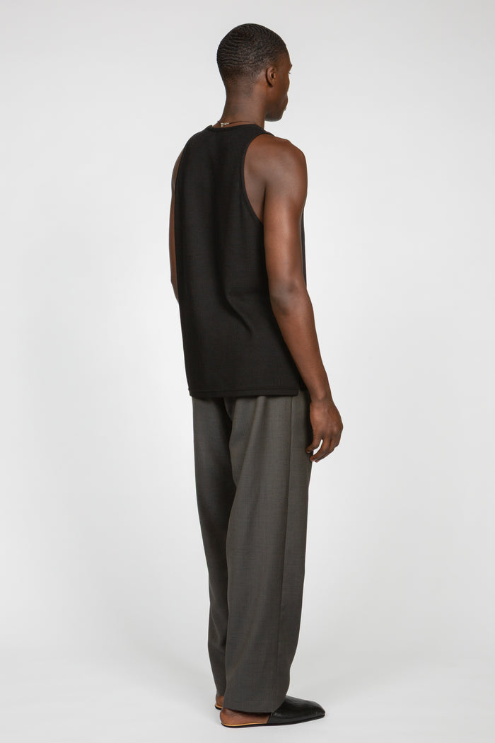 Rib Knit Tank Top - Black