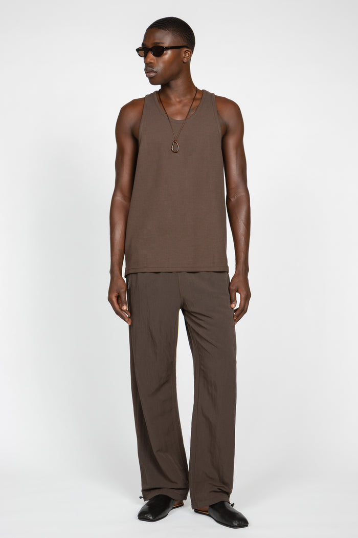 Rib Knit Tank Top - Brown