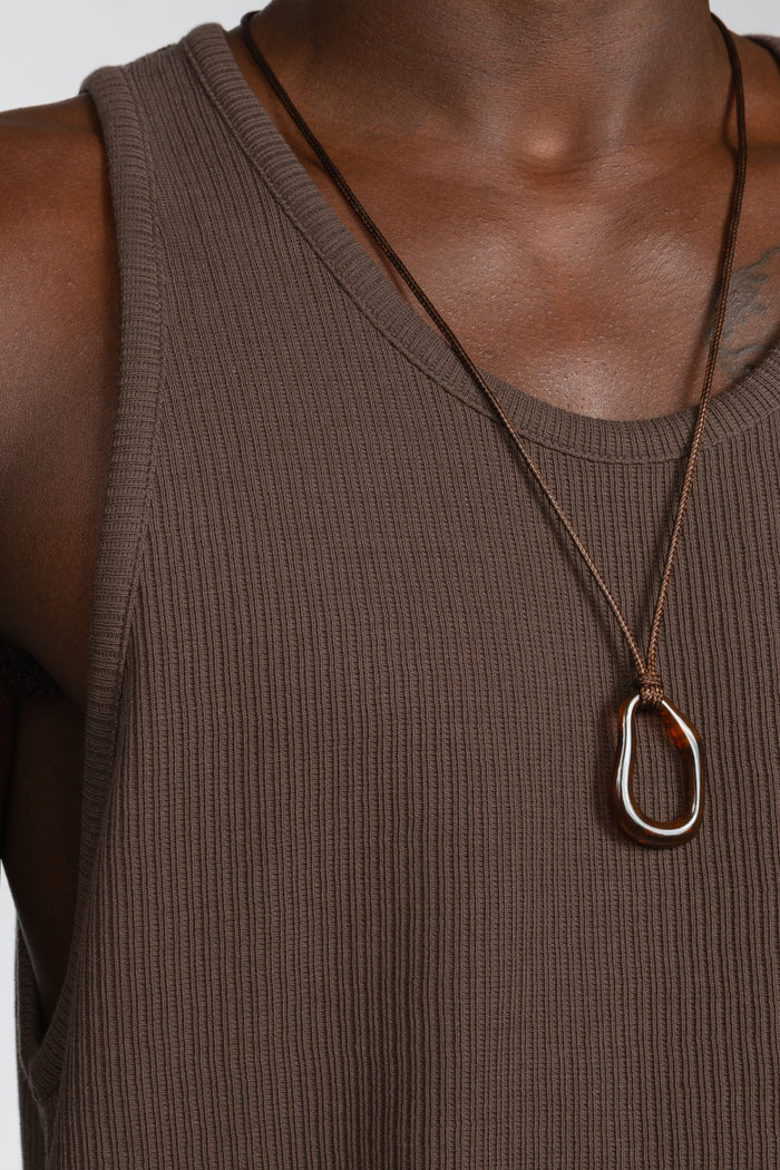 Rib Knit Tank Top - Brown
