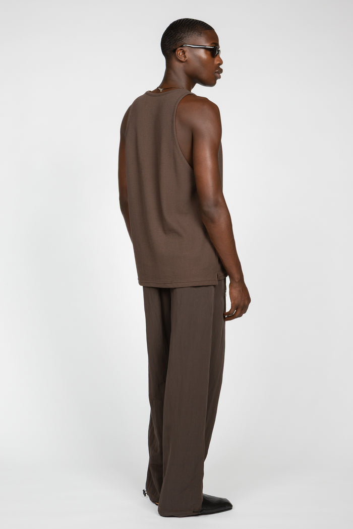 Rib Knit Tank Top - Brown
