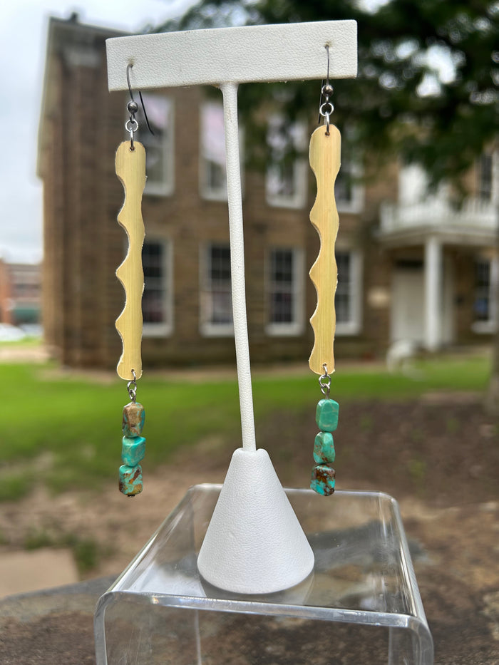 Rivercane Dangles with Turquoise Stone Earrings - Kohv Collective
