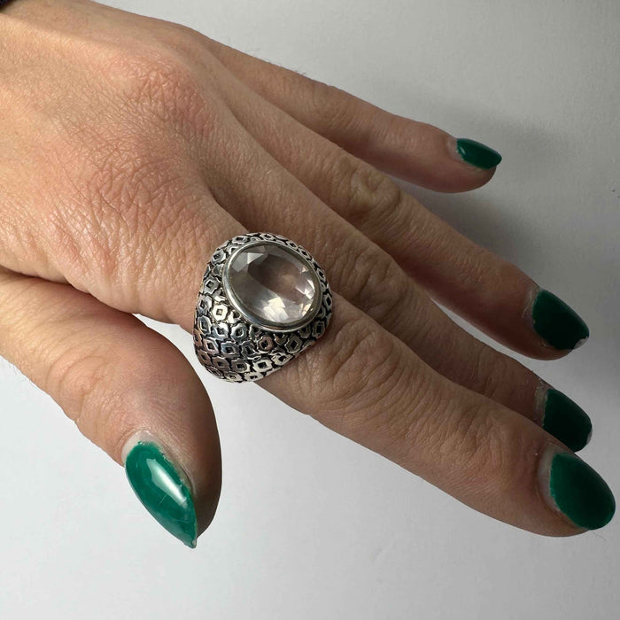 Rose Quartz Ring - Size 7 - Smokin Resin Company