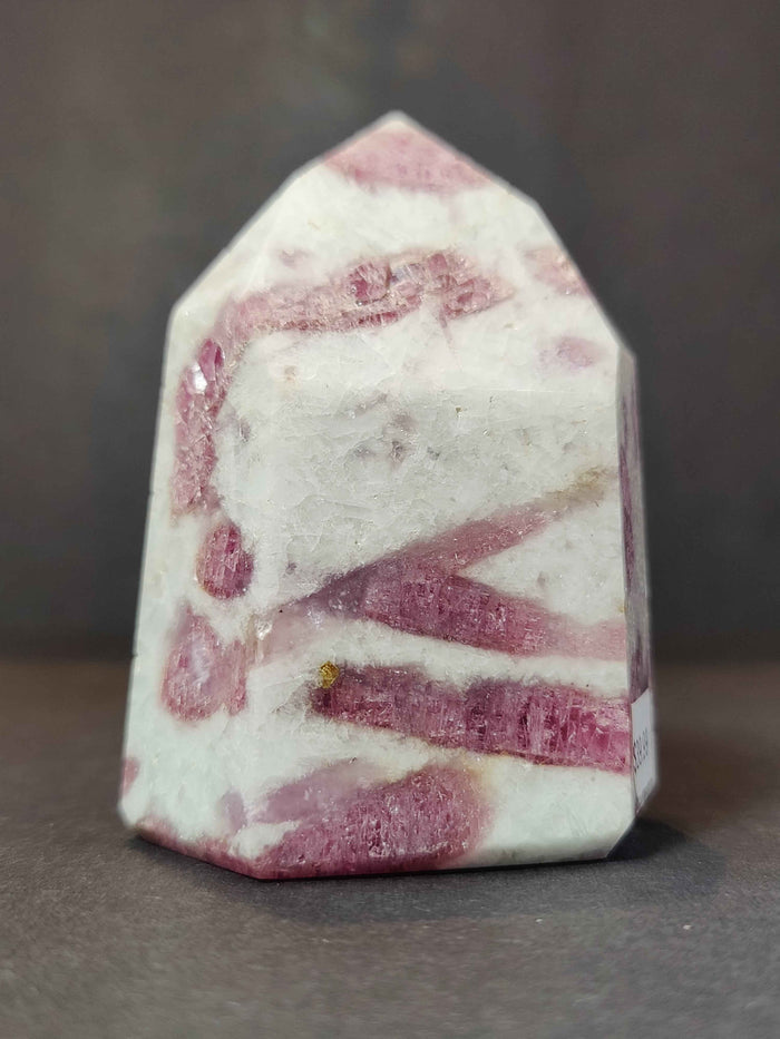 Rubellite (Pink Tourmaline) in Quartz Polished Obelisk Tower Sculpture - Smokin Resin Company