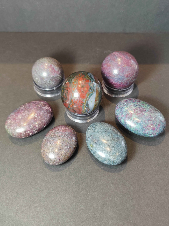 Ruby Kyanite Polished Spheres & Palmstones - Smokin Resin Company
