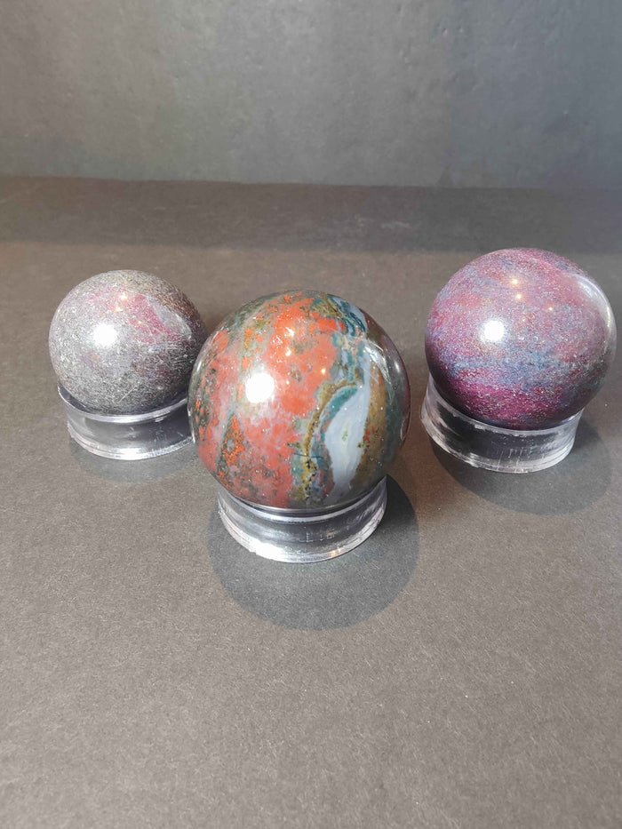Ruby Kyanite Polished Spheres & Palmstones - Smokin Resin Company