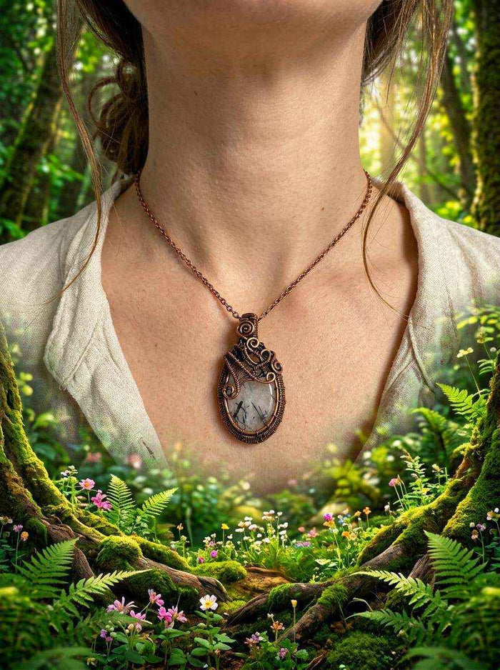 Rutile Wire Wrapped Pendant | Handmade PNW Jewelry | Crystal healing pendant | #3